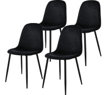 ML-Design Dining Room Chairs, Set of 4, Black, Kitchen Chairs with Velvet Cover, Living Room Chair with Backrest, Upholstered Chair with Metal Legs, Ergonomic Chair for Dining Table, Dining Room