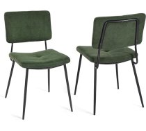 MEUBLE COSY Dining Room Chairs, Set of 2, Kitchen Chairs, Ergonomic Living Room Chairs, Upholstered Chair with Backrest, Fabric Seat, Metal Legs, Retro, Green, 54 x 45 x 82 cm