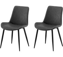 Garvis Dining Room Chairs, Set of 2, Upholstered Chairs with Seat Cushion, Artificial Fabric, Kitchen Chair, Living Room Chair, Dressing Table Chair, Ergonomic Chair (Grey)