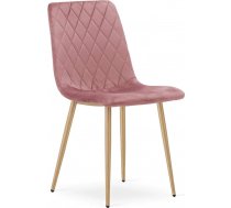 Home Collective Dining Room Chair, Living Room Chair with Velour Seat with Wood-Coloured Legs, Ergonomic for Living Room, Office, Bedroom or Dining Room, Maximum Load: 120 kg, Pink, 1 Chair