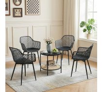buybyroom Set of 4 Dining Room Chairs, Dining Room Chairs with Armrest, Ergonomic Backrest for Dining Room, Living Room, Kitchen and Bedroom, Black