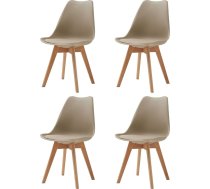 Set of 4 Dining Chairs, Scandinavian Chairs, Solid Wood Legs, Ergonomic Nordic Design, Ideal for Dining Room, Living Room, Kitchen, Bedroom (Khaki, 4)
