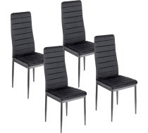 Baroni Home Set of 4 Dining Room Chairs with High Backrest and Ergonomic Seat with Decorative Seams, Elegant Upholstered Velvet Chairs with Steel Frame, 42 x 43 x 98 cm, Black Velvet