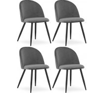 Chic & Comfortable Velvet Look Chair, Elegant Metal Legs, Ergonomic Backrest for Superior Comfort, Versatile (Dark Grey, Pack of 4)