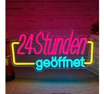 24 Hours Open Neon Sign, Open 24 Hours Light Reklāma, LED gaismas zīme, piekaramais signāls, durvju zīme, USB darbināms ar dimmable slēdzis veikaliem, aptiekām, vēlu pirkumu (Open 24 Hours)