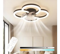 Homefire LED griestu ventilators ar apgaismojumu - 40 W kluss melns griestu lampas ventilators ar tālvadības pulti Dimmable moderns griestu apgaismojums 6 ātrumu taimeris Guļamistabas griestu ventilatori virtuvei ēdamistabai