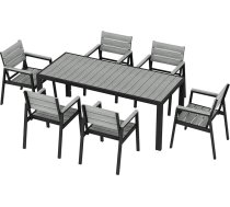 JUMMICO dārza mēbeļu komplekts ar koka izskatu, 150 cm vai 189 cm terases mēbeles 6-8 personām, izturīgs komplekts balkonam un dārzam