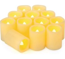 12 5cm nedegošu bateriju darbināmu LED votive sveču iepakojums, elektriskā mirgojoša mākslīgā votive tējas gaisma, LED svece kāzu dzimšanas dienas svinībām, Ziemassvētku Helovīna ķirbju dekorācijām