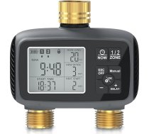 Brandson - Irigācijas sistēma 2 izejas - LCD displejs - Dārza irigācijas dators - 2 zonu irigācijas vadības digitālais modulis - Integrēts ūdens filtrs - Irigācija balkonam, dārzam, terasei