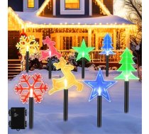 Bunte Weihnachtslichter für den Außenbereich, 8 Stück, 2 Modi, batteriebetrieben, wasserdichte Wegelichter für den Hof