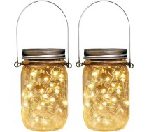 Lancoon 2 Pack Hängende Solar Laternen Dekorative Mason Jar Solar Lampen Außen Wasserdicht Halterungen Und Gläser Inklusive Warmweiß Zwei Lichtfarben Für Hof Terrasse Weg Garten Zaun Baum Deko