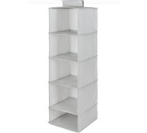 Compactor RAN10166 5 nodalījumu piekaramais apavu un apģērbu uzglabāšanas plaukts ar āķa un cilpas stiprinājumu 6kg pelēks/balts polipropilēna 30 x 30 x H128cm