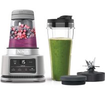 Ninja Foodi Power Nutri Mixer 2-in-1, Smoothie trauku pagatavošanas ierīce, biezu biezeņu un saldētu dzērienu maisīšana, automātiskās programmas, 700 ml kauss un 400 ml trauks ar Power maisītāju, 1100 W, sudraba CB100EU