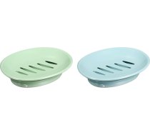 sourcing map Plastmasas ziepju trauks ar iztukšošanas atveri, 15,5 x 11 cm, noņemams, dubultā nodalījuma, ziepju turētājs vannas istabai, dušai, virtuvei (zils+zaļš), 2 iepakojumi