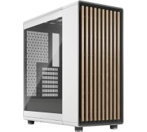 Fractal Design North Chalk White Tempered Glass Clear - Koka ozola priekšpuse - Stikla sānu panelis - Divi 140 mm Aspect PWM ventilatori - Intuitīvs interjera izkārtojums - ATX Mid Tower PC spēļu korpuss