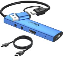 YCE Video ierakstīšanas karte 4K HDMI uz USB-C/USB 3.0 4K/30Hz cilpas izeja 1080P 3,5 mm audio izeja Uztveršanas karte ar 2M vadu Spēļu uztveršanas HDMI uz USB adapteris tiešraidei, spēlēm, video konferencēm