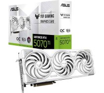 ASUS TUF Gaming GeForce RTX 5070 Ti 16GB GDDR7 White OC Edition grafiskā karte (NVIDIA DLSS 4, 2,5 slotu konstrukcija, SSF, PCIe 5.0, 3X DisplayPort 2.1b, 2X HDMI 2.1b, balta, TUF-RTX5070TI-O16G-WHITE-GAMING)