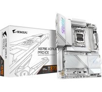 GIGABYTE X870E AORUS PRO Ice pamatplate - Atbalsta AMD Ryzen 9000 procesorus, 16+2+2+2 fāžu digitālais VRM, līdz 8000 MHz DDR5 (OC), 3xPCIe 5.0, Wi-Fi 7, 2.5GbE LAN, USB 4
