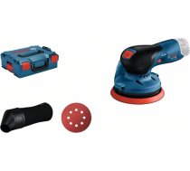 Bosch Professional GEX 12V-125 12V sistēmas akumulatora 12 V nejauši rotējoša slīpmašīna (ieskaitot slīpēšanas disku (125 mm), 1 x smilšpapīrs, putekļu maisiņš, L-BOXX, bez akumulatora/uzlādētāja)