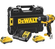 DEWALT 12 V XR bezsuku akumulatora urbjmašīna, komplektā ietilpst 2x 2Ah Li-Ion akumulatori, 2A lādētājs, jostas stiprinājums, T-STAK kaste, DCD701D2-QW