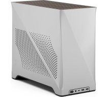 Fractal Design Era 2 ITX datorkorpusa korpuss sudraba krāsā - glīts anodēts alumīnija korpuss, riekstkoka masīva virsma, atbalsta 3 slotu GPU, iekļauts PCIe 4.0 Riser kabelis