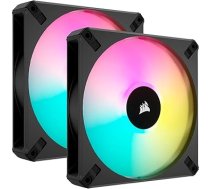 Corsair iCUE AF140 RGB ELITE 140 mm PWM dubultā ventilatora komplekts - astoņi RGB LED Pro Fan - AirGuide tehnoloģija - Fluid Dynamic gultnis - iekļauts iCUE Lighting Node CORE kontrolieris - melns