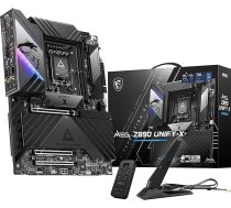 MSI MEG Z890 Unify-X pamatplate, ATX - Atbalsta Intel Core Ultra procesorus (2. sērija), LGA 1851-110A SPS, DDR5 atmiņa (9600+ MT/s OC), PCIe 5.0 un 4.0 x16, M.2 Gen5, Thunderbolt 4, Wi-Fi 7, 5G