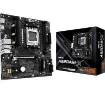 ASRock A620AM-X Micro-ATX pamatplate AMD AM5 Socket Atbalsta Ryzen 9000/8000/7000 DDR5 8000+ OC PCIe 4.0 2.5G LAN BIOS Flashback