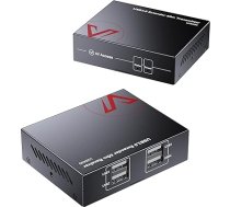 AV Access USB Extender, USB pār Ethernet RJ45 pa Cat5e/6/6/6a/7 līdz 60 m, 4 porti USB 2.0 tastatūrai, pelei, pelei, gamepadam, divu web kameru sinhronizācijai, atbalsta Windows, MacOS, Android, Linux, nav draiveru