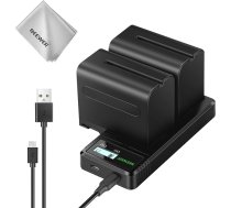 NEEWER NP-F970 7800mAh rezerves baterijas ar lādētāju/attīrīšanas drānu, saderīgas ar Sony NP-F970 F960 F960 F950 F770 F750 F570 F770 F550 FX3 FX30 A7 Canon R5 Nikon Z8 kamerām, rokas videokamerai ar LED apgaismojumu