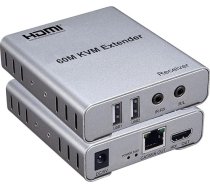 HDMI KVM USB 60M Extender ar audio 1080P R/L no CAT5E CAT6 RJ45 Ethernet raidītājs uztvērējs Audio Video PC Laptop uz TV monitoru