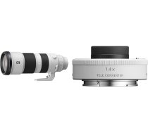 Sony FE 200-600mm f/5.6-6.3G OSS | Pilna formāta, super tālummaiņas objektīvs (SEL200600G) un SEL-14TC 1,4X telekonvertors (piemērots SEL70200GM), balts