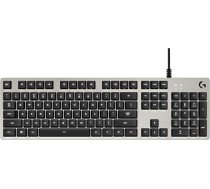 Logitech G413 Gaming mehāniskā tastatūra, taustāmie Romer-G slēdži, matēta alumīnija korpuss, programmējami F- taustiņi, USB cilpa, ASV QWERTY izkārtojums - sudraba / melna