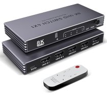 8K HDMI sadalītājs 4K 240Hz HDMI slēdzis 4 ieejas un 1 izejas - 4 pieslēgvietu komutators ar tālvadības pulti 8K @ 60Hz 4K @ 240Hz HDR10+ HDMI2.1 3D CEC HDR HDCP2.3, izmanto PS5/4/3 Xbox DVD atskaņotājam Nintendo PC Fire Stick Apple TV