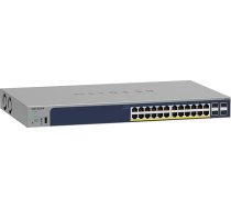 NETGEAR 28-Port PoE Gigabit Ethernet Smart Switch (GS728TP): Pārvaldāms, papildu Insight Cloud Management, 24 PoE+ ar jaudu 190 W, 4 1G SFP, uzstādāms uz galda vai statīva