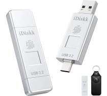 iDiskk 128GB 500MB/s pirkstu nospiedumu šifrēšanas ātrgaitas SSD zibatmiņas disks iPhone 15/15 Plus/15 Pro/15 Pro Max, USB-C iPad, MacBook, klēpjdatoriem, Android un PC