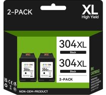 304 Printera kasetnes Black XL, 304 Black Savietojams ar HP 304 Printera kasetnes, kasetnes 304XL priekš Envy 5000 5030 5010 5020 5032 DeskJet 3750 3760 2620 3720 2630 2622 3762 3 735 (2 Black)