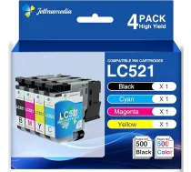 LC521 LC521VAL Drukas kasetnes saderīgas ar Brother LC 521 Multipack kasetnes priekš Brother DCP-J1310DW DCP-J1360DW DCP-J1460DW DCP-J1313DW DCP-J1313DW DCP-J1260W J1310DW J1360DW J1460DW - Iepakojums