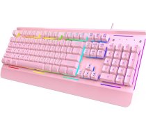 TECKNET RGB spēļu tastatūra datoram, membrānveida tastatūra ar 105 taustiņiem, metāla plaukstas balsts, 15 zonu RGB apgaismojums, 25 taustiņi pret spoku, datora tastatūra, amerikāņu (QWERTY) izkārtojums