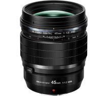 OM SYSTEM M.Zuiko Digital ED 45 mm F1.2 PRO objektīvs, spilgts fiksēta fokusa attāluma objektīvs, piemērots visām MFT kamerām (OM SYSTEM/Olympus OM-D & Pen modeļi, Panasonic G sērija), melns
