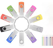 FEBNISCTE 10 USB zibatmiņas 2GB zibatmiņas disku iepakojums Dažādas krāsas Memory Stick 2 GB Foldable PenDrive Metal Good Flash Drive Krāsains USB 2.0 atmiņas disks ar virvi reklāmas dāvanām