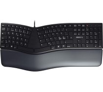CHERRY KC 4500 Ergo, Ergonomiska tastatūra, Pan Nordic izkārtojums (QWERTY), vadu, plaukstas balsts ar atmiņas putām, izliekta tastatūra, melna