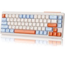 ZIYOU LANG ×FREEWOLF M68 TKL bezvadu spēļu tastatūra, 3 režīmu kompakta membrānas tastatūra 2.4GHz/BT5.1/USB-C, 19 taustiņi, aizsargā pret pārklāšanos, sfēriskie taustiņi, uzlādējama 2000mAh - zilganzila
