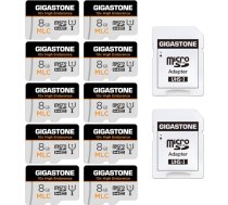 [10x High Endurance] Gigastone MLC 8GB Pack of 10 Industrial MicroSDXC karte ar adapteri, 85/15 MB/s 4K video ierakstīšana drošības kamerām, Dash Cam, U3 V30 C10 [5 gadu bezmaksas datu atjaunošana]