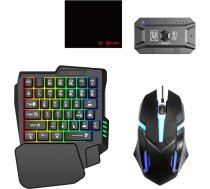docooler Tastatūras un peles pārveidotājs Pārnēsājams mobilās spēļu tastatūras un peles adapteris BT5.0 ar 25 taustiņiem, vienroku tastatūru, peli, mobilā tālruņa turētāju, peles paliktni, peles paliktni, 5 komplekti