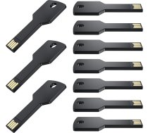 Uflatek USB zibatmiņas disks 32 GB Key Shape Flash Drive USB 2.0 Memory Stick Pack of 10 Flash Drive Black Memory Stick Metal Thumb Drive Ārējā datu glabāšana dzimšanas dienā