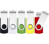 SRVR 32GB Memory Stick 5 Pack Flash Drive USB 2.0 Swivel Thumb Drives Datu glabāšana Jump Drive Zip Drive Memory Sticks Ārējās ierīces ar LED indikatoru (jaukta krāsa ar aukliņu)