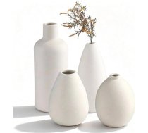 Keramikas vāžu komplekts, 4 baltas keramikas vāzes, krāsojiet savu keramikas vāžu komplektu, ziedu vāzes modernam mājas interjeram, DIY, viesistabai, plauktu dekoram, ēdamgalam, grāmatplauktam, kamīna ieejai