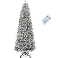 YITAHOME 180 cm mākslīgā Ziemassvētku eglīte Slim Snow ar tālvadības pulti – iepriekš izgaismota eglīte ar siltu balto/daudzkrāsainu 300 LED gaismas krāsu maiņu, aptuveni 700 zariņi.