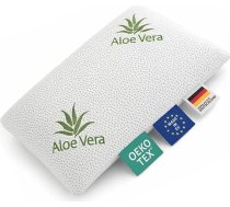 Aloe Vera atmiņas putu spilvens, mazgājams pārklājs ar alvejas ekstraktu, ergonomisks galvai un kaklam, balts